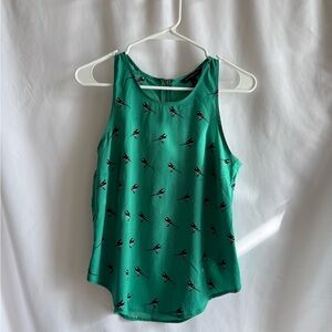 Banana Republic Green Bird-Print Sleeveless Blouse